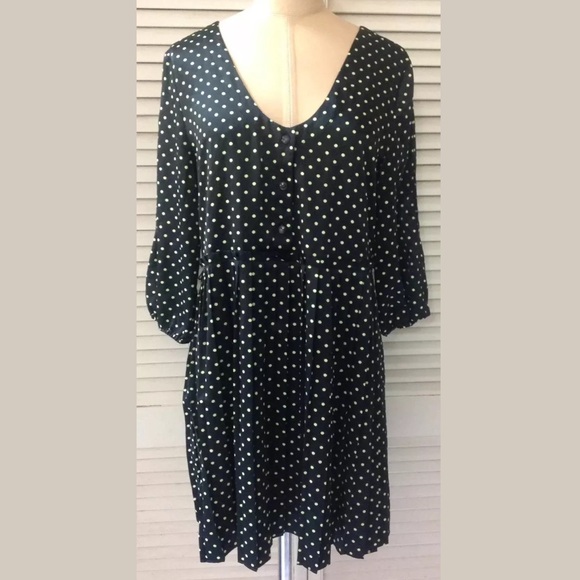 Vera Wang Dresses & Skirts - Princess Vera Wang Womens Dress size 9 Black Green Polka Dot Sheer Back Casual